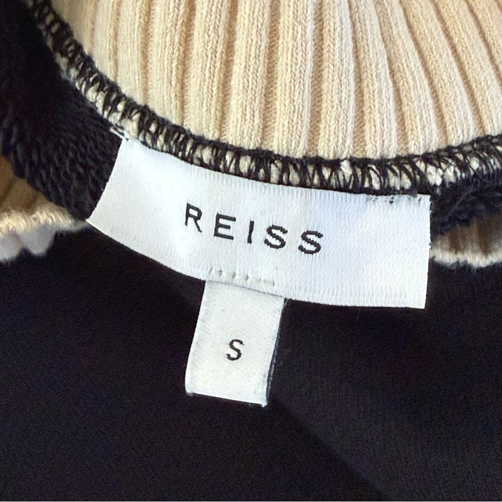 REISS BLACK TAN RIBBED TURTLENECK CUFFS ROBYN TUNIC SWEATER SWEATSHIRT - Picture 6 of 12